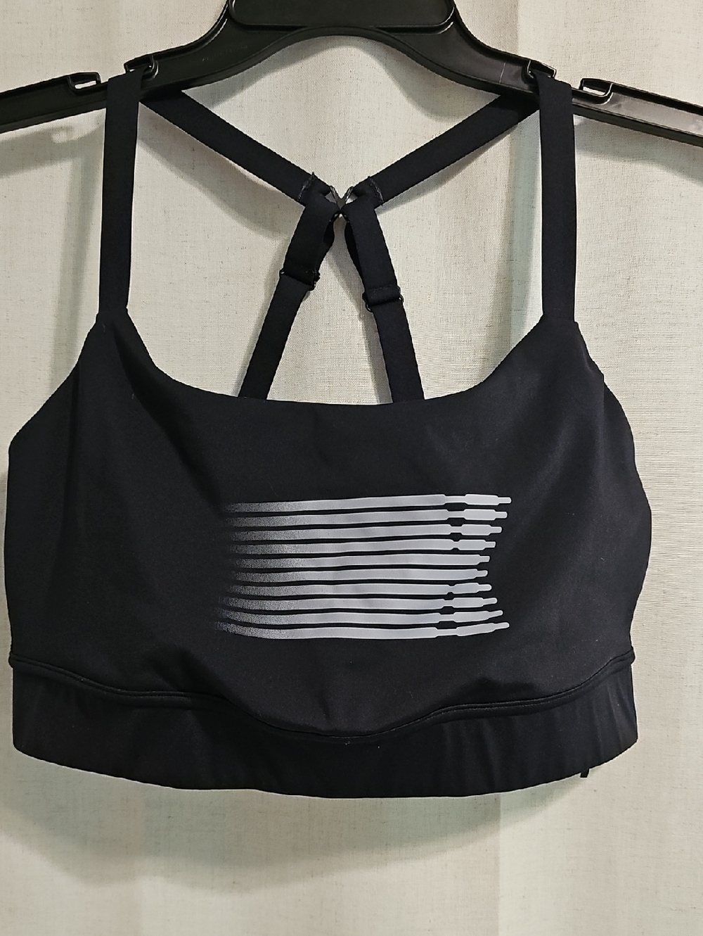 Savage X Fenty Black Sports Bra with Reflective Silver Stripe